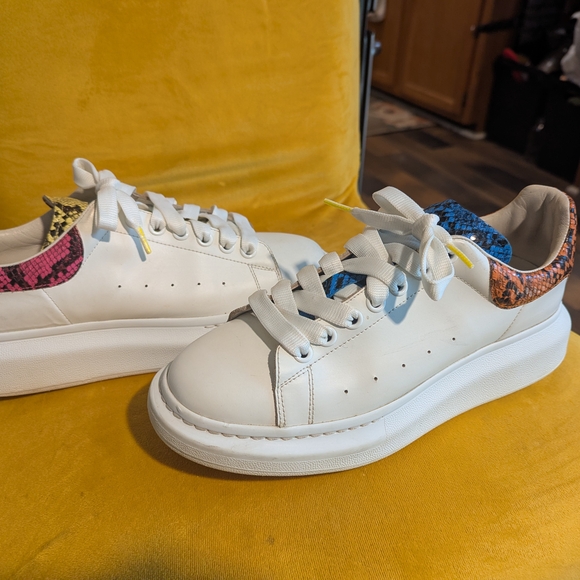 Alexander McQueen White Sneakers with Multicolor Accents